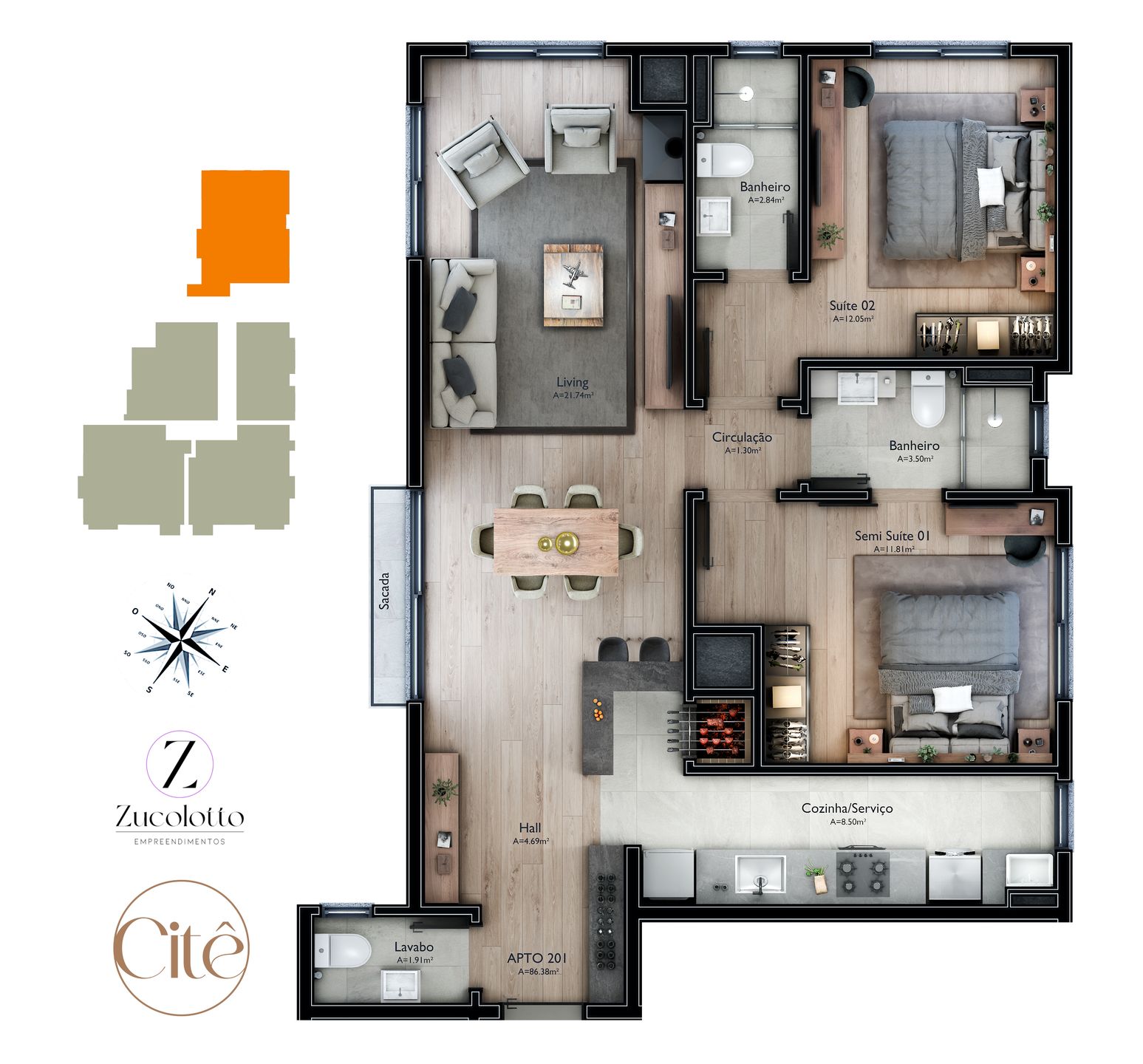 Cobertura sendo 2 suítes para venda no bairro Carniel em Gramado