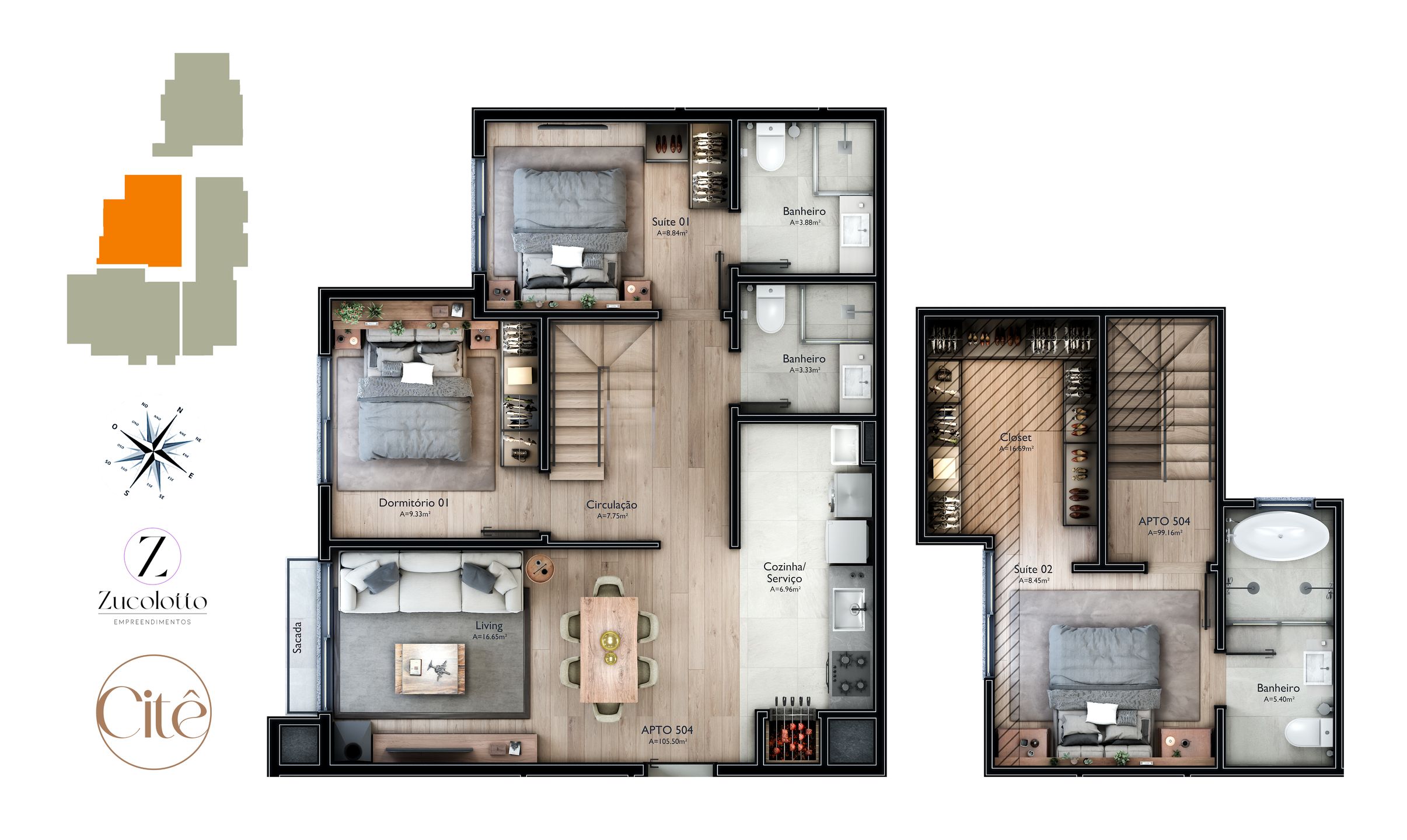 Cobertura sendo 2 suítes para venda no bairro Carniel em Gramado