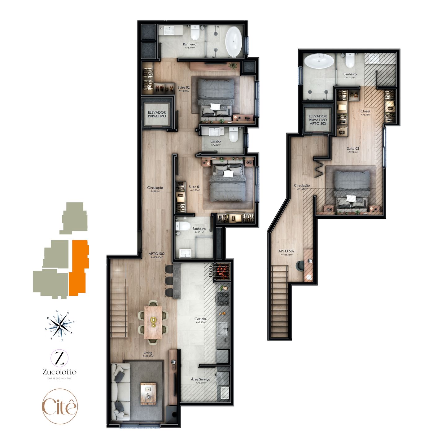 Cobertura sendo 2 suítes para venda no bairro Carniel em Gramado