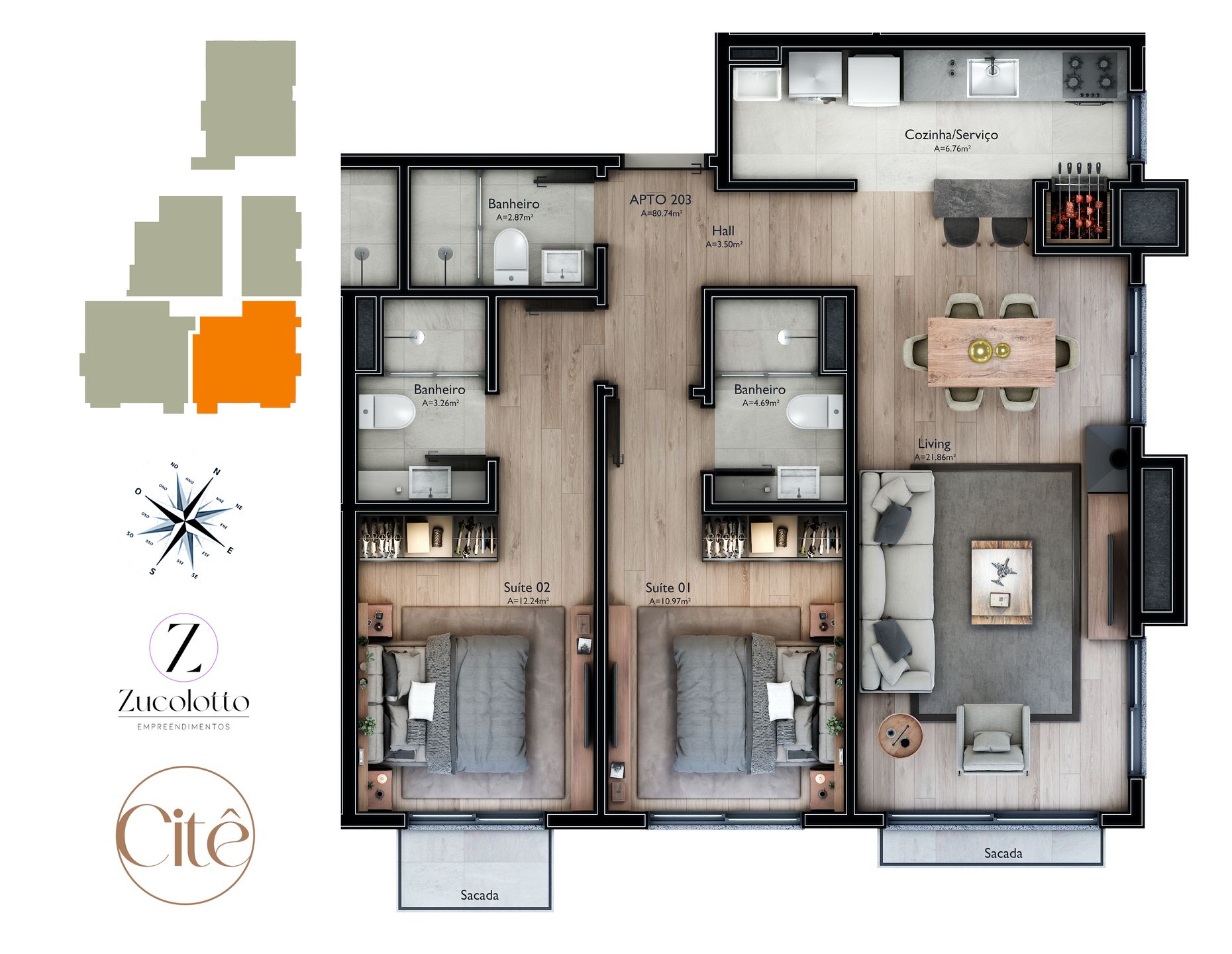 Cobertura sendo 2 suítes para venda no bairro Carniel em Gramado