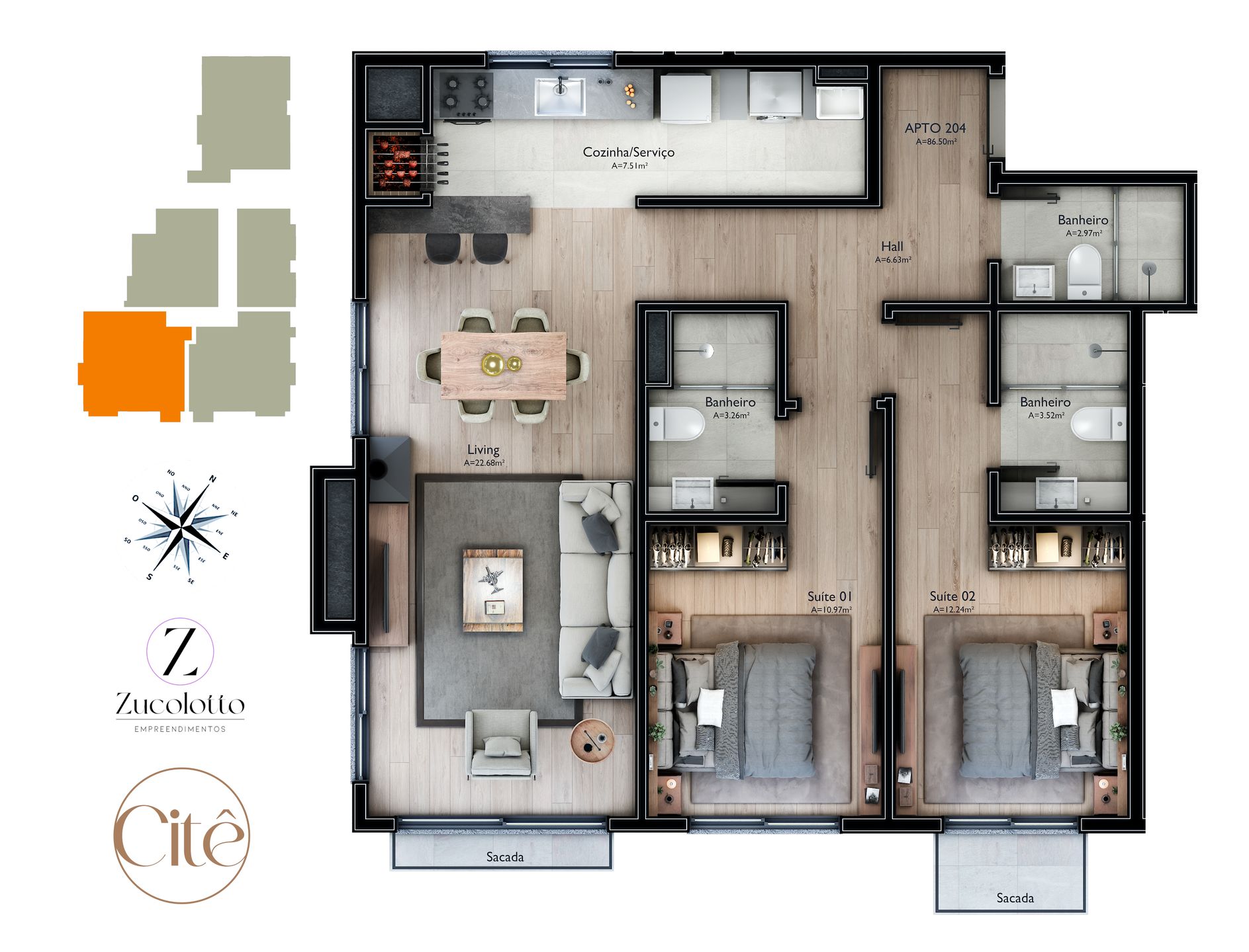 Cobertura sendo 2 suítes para venda no bairro Carniel em Gramado