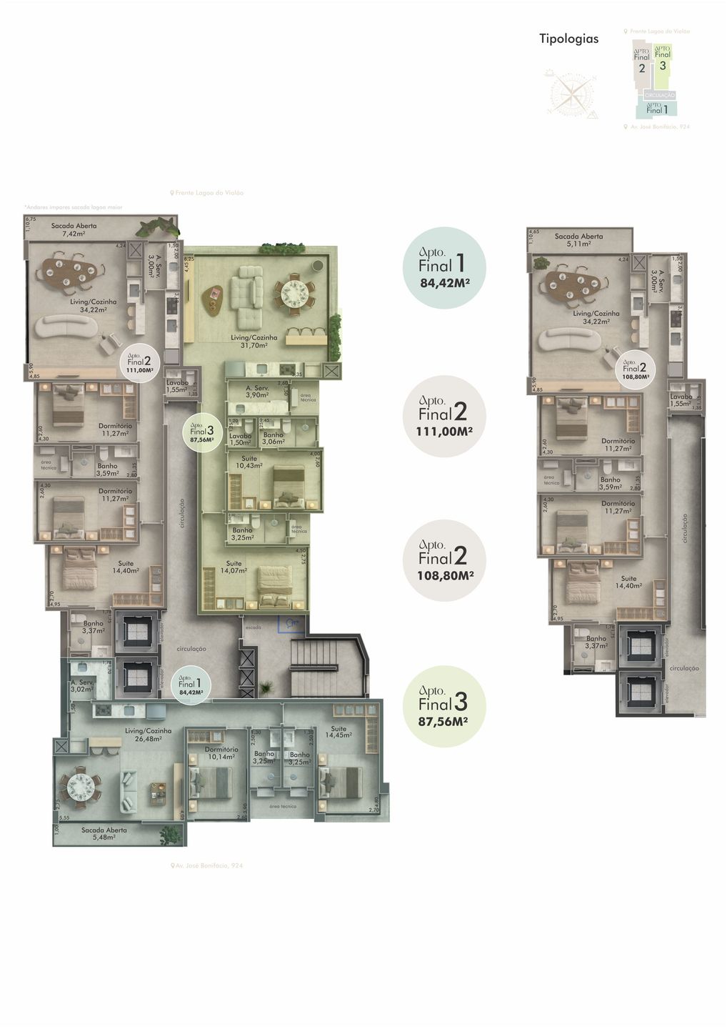 Apartamento 2 quartos sendo 2 suítes para venda no bairro Centro em Torres