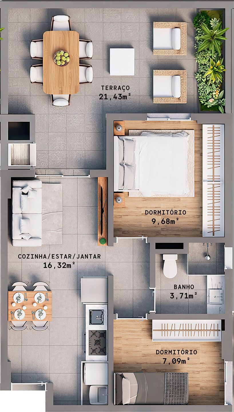 Apartamento 2 quartos sendo 1 suíte para venda no bairro Progresso  em Bento Gonçalves