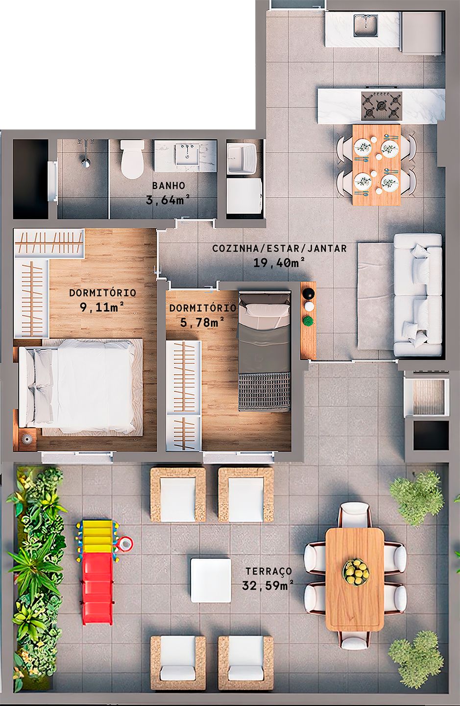 Apartamento 2 quartos sendo 1 suíte para venda no bairro Progresso  em Bento Gonçalves