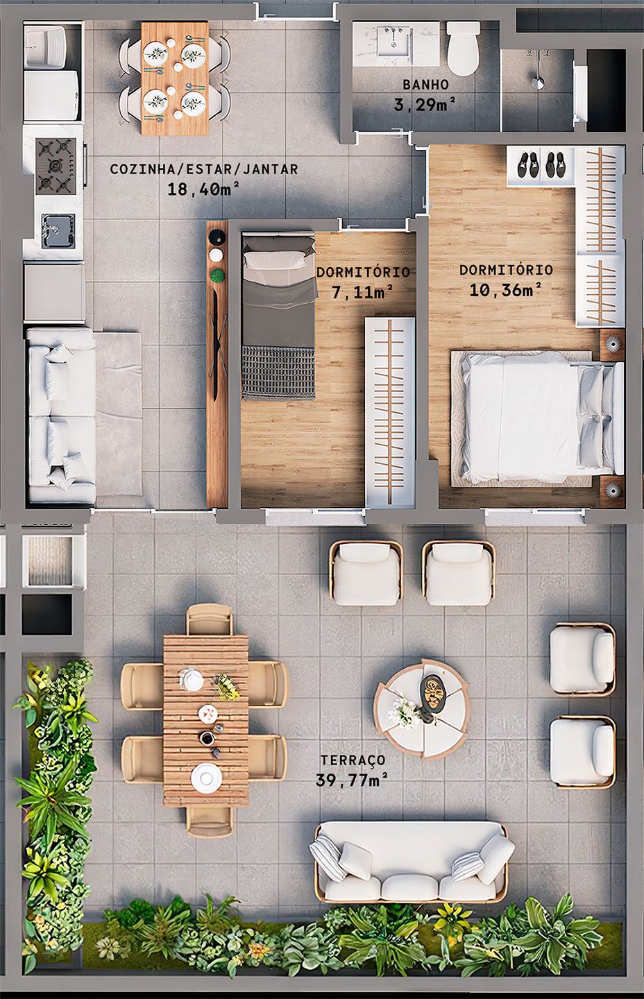 Apartamento 2 quartos sendo 1 suíte para venda no bairro Progresso  em Bento Gonçalves