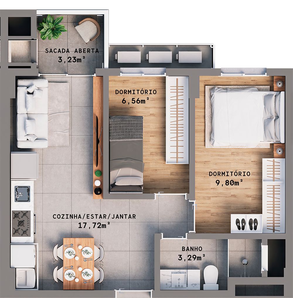 Apartamento 2 quartos sendo 1 suíte para venda no bairro Progresso  em Bento Gonçalves