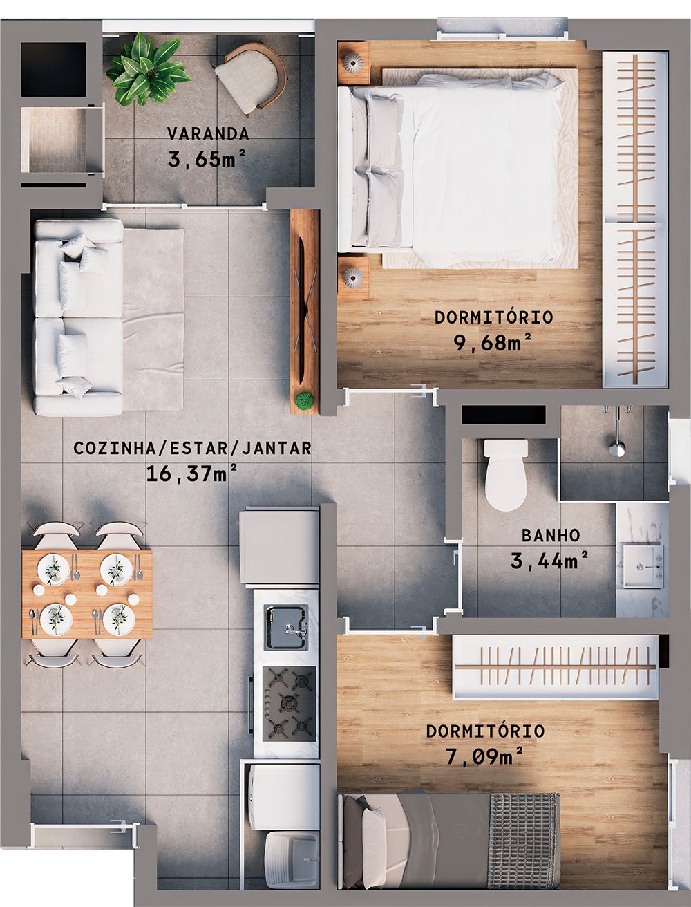 Apartamento 2 quartos sendo 1 suíte para venda no bairro Progresso  em Bento Gonçalves