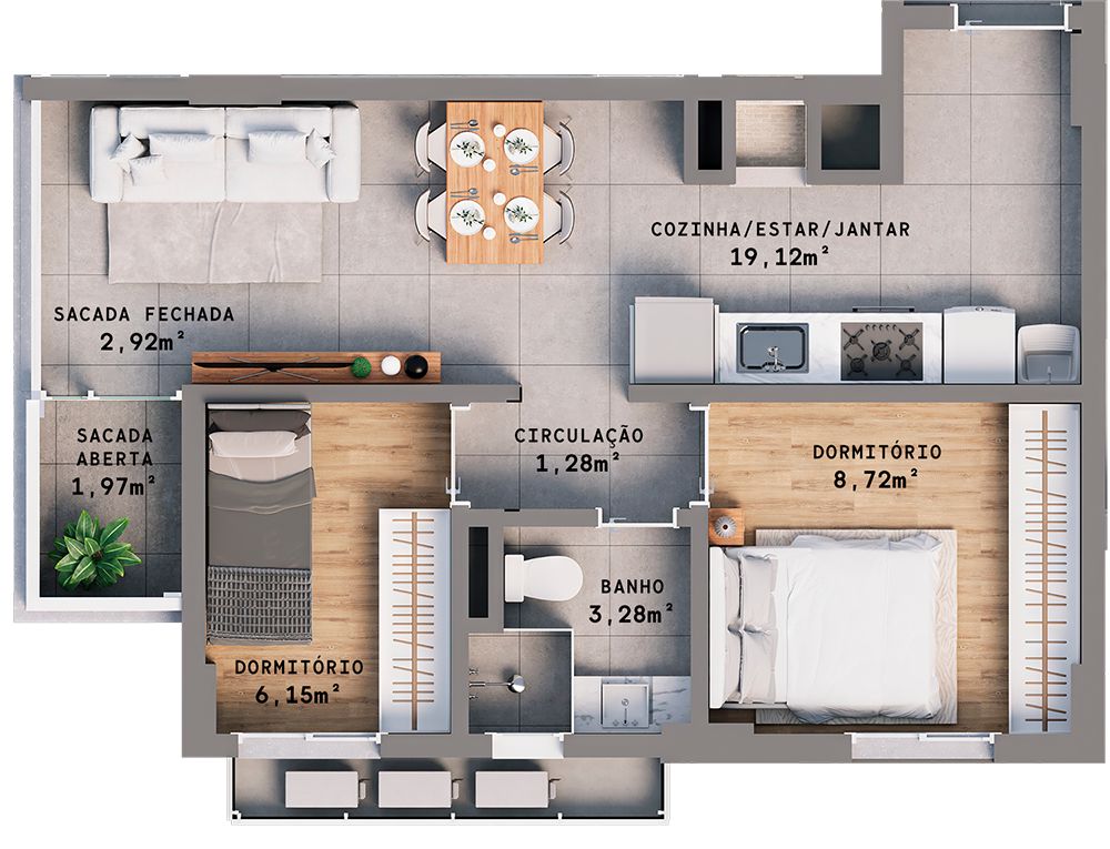Apartamento 2 quartos sendo 1 suíte para venda no bairro Progresso  em Bento Gonçalves