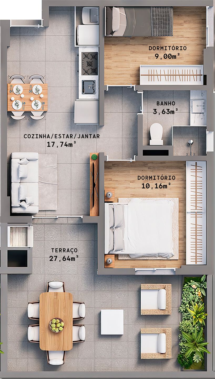 Apartamento 2 quartos sendo 1 suíte para venda no bairro Progresso  em Bento Gonçalves
