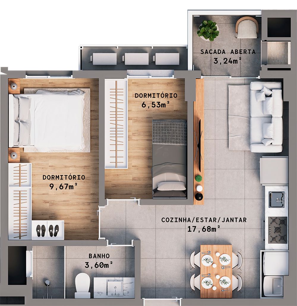 Apartamento 2 quartos sendo 1 suíte para venda no bairro Progresso  em Bento Gonçalves