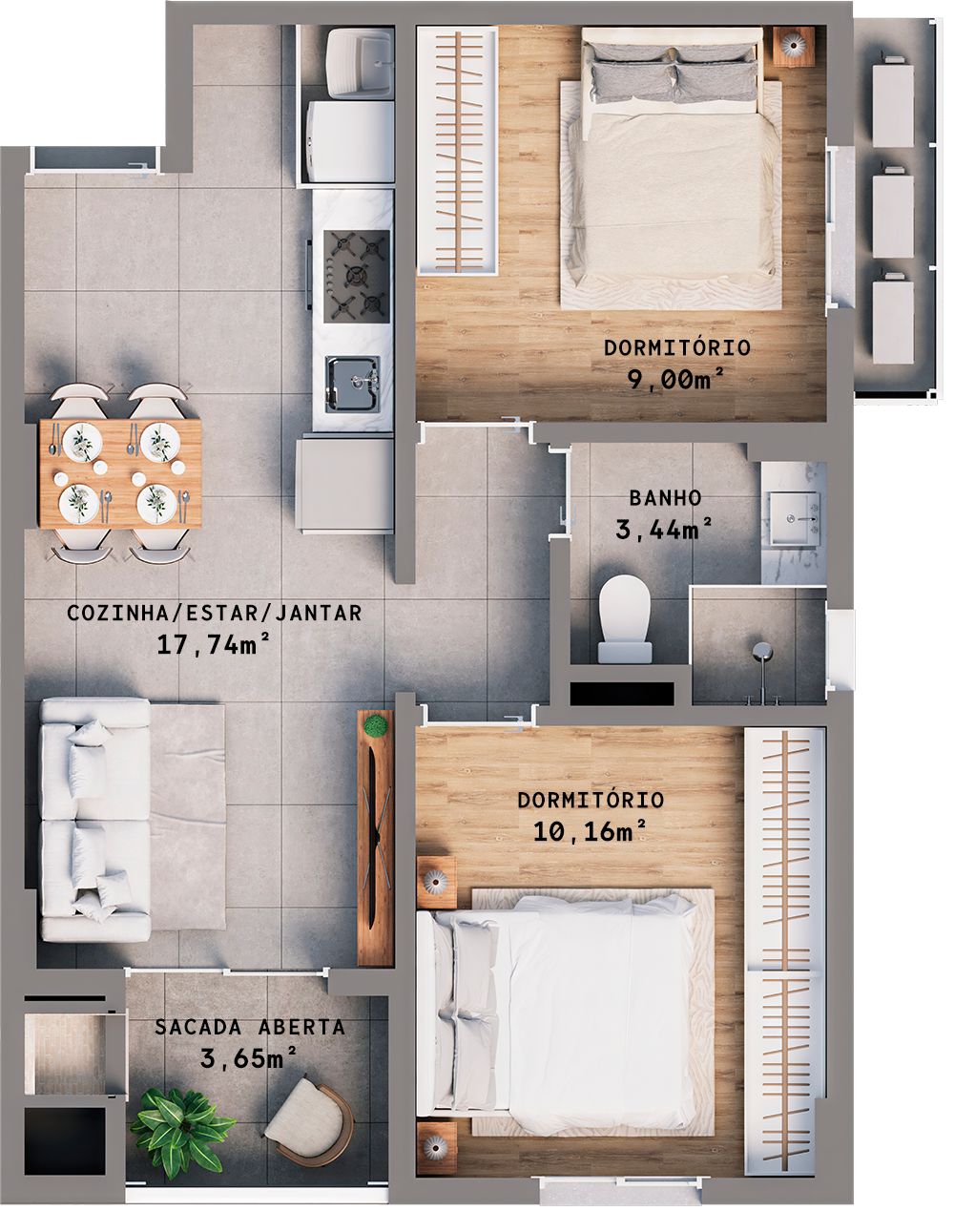 Apartamento 2 quartos sendo 1 suíte para venda no bairro Progresso  em Bento Gonçalves