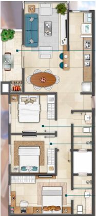 Apartamento 3 quartos sendo 1 suíte para venda no bairro Centro em Torres