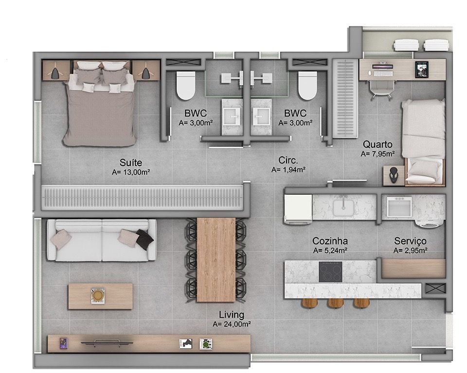 Apartamento 2 quartos sendo 1 suíte para venda no bairro Velha em Blumenau