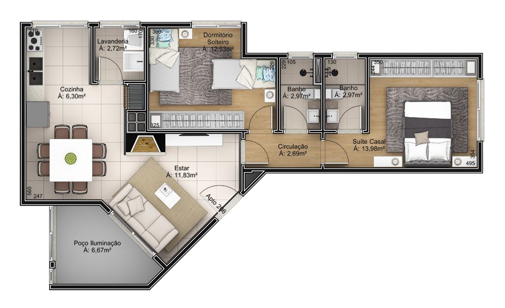 Apartamento 1 quarto sendo 1 suíte para venda no bairro Centro em Garibaldi