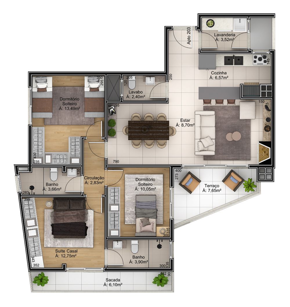Apartamento 1 quarto sendo 1 suíte para venda no bairro Centro em Garibaldi