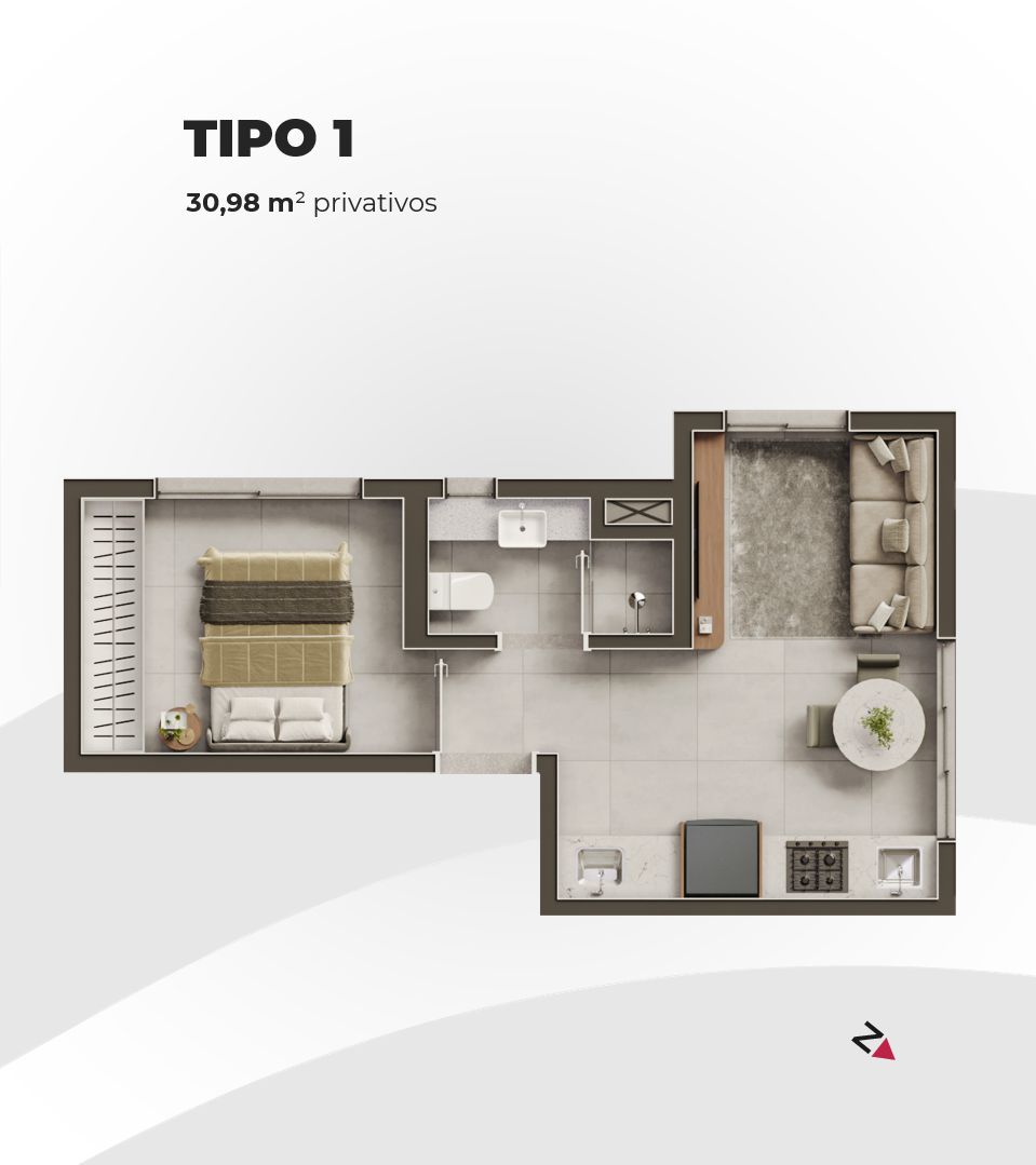 Apartamento 1 quarto para venda no bairro Centro  em Passo Fundo